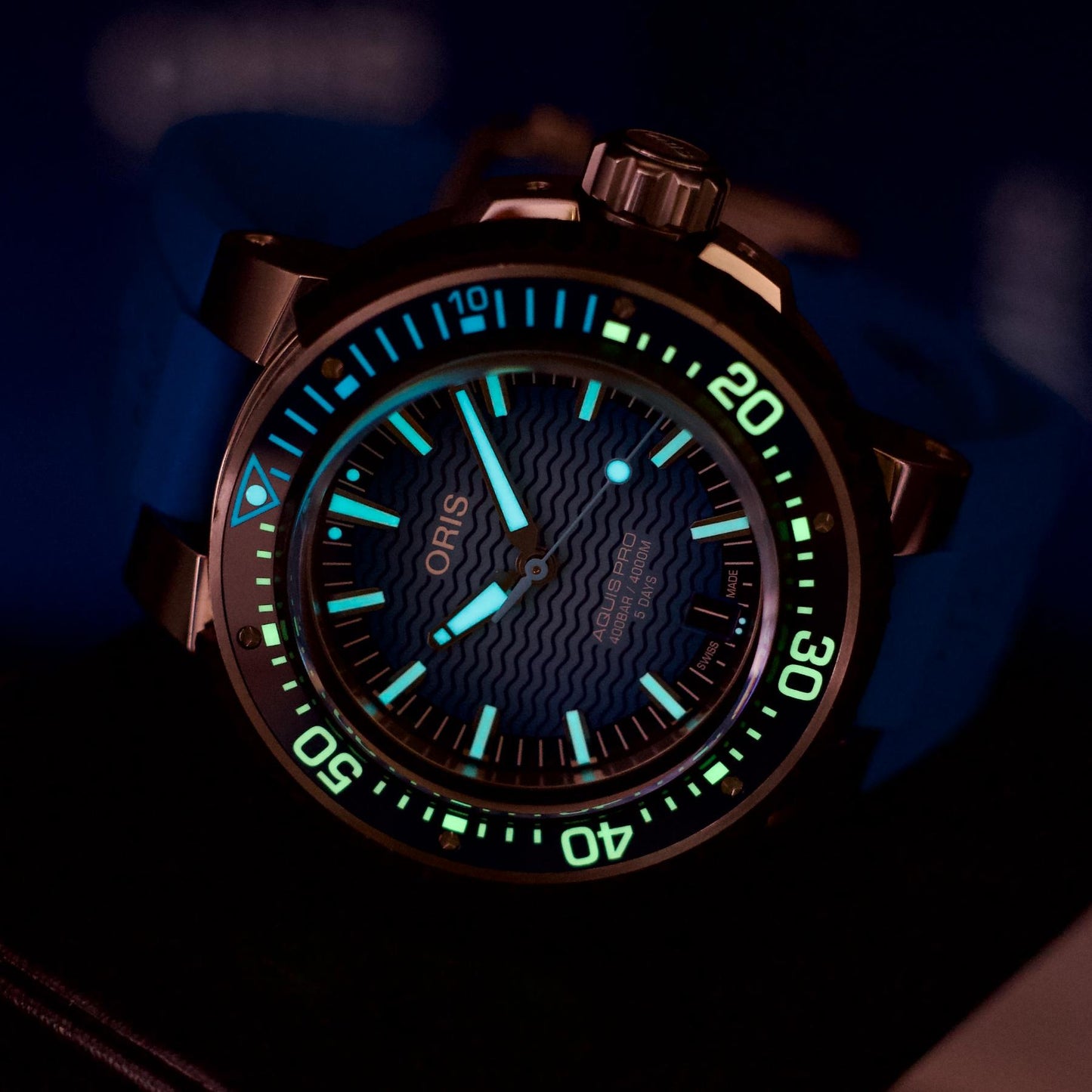 Oris Aquis Pro 4000M 49.5mm Titanium Blue Dial Calibre 400 Full Set