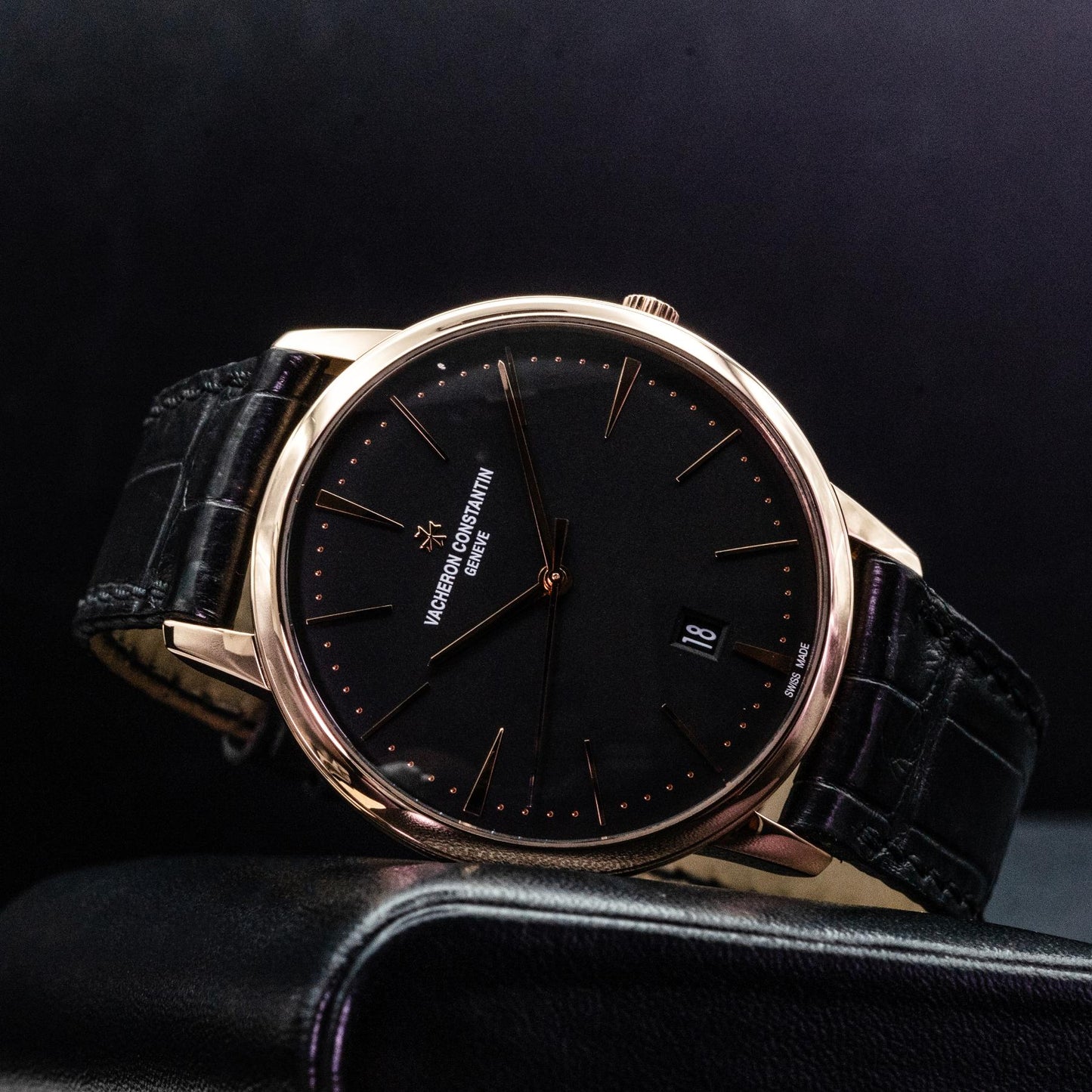 Vacheron Constantin Patrimony Automatic 85180/000R-9232 Rose Gold Black Dial