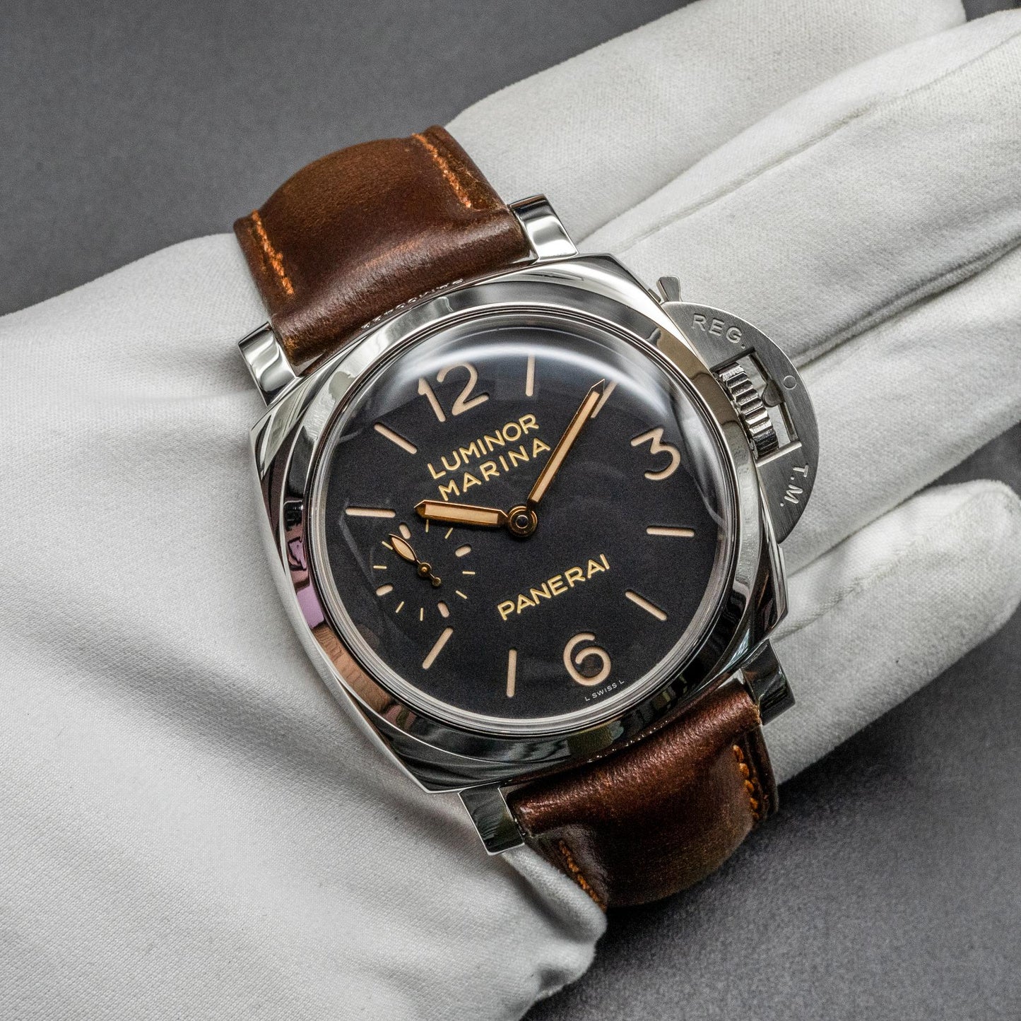 Panerai Luminor Marina 1950 PAM00422 47mm Black Sandwich Dial Box and Papers 2015