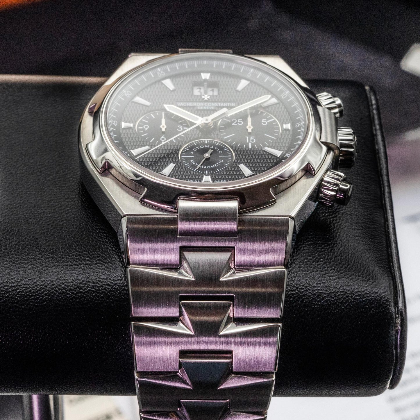 Vacheron Constantin Overseas Chronograph 49150 42mm Steel Black Dial Box Papers