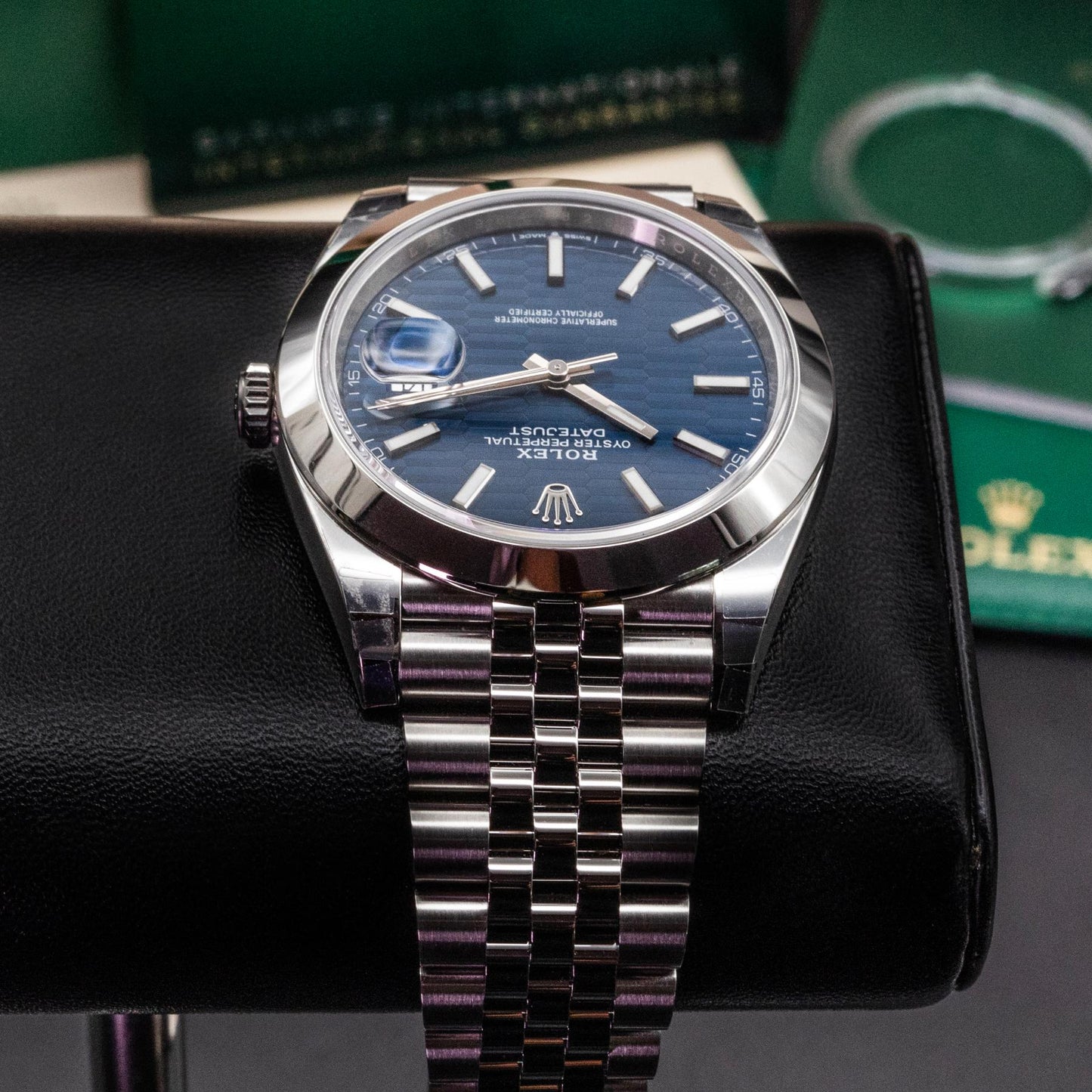 Rolex Datejust 41 126300 Steel Blue Fluted Motif Dial Box Papers 2022