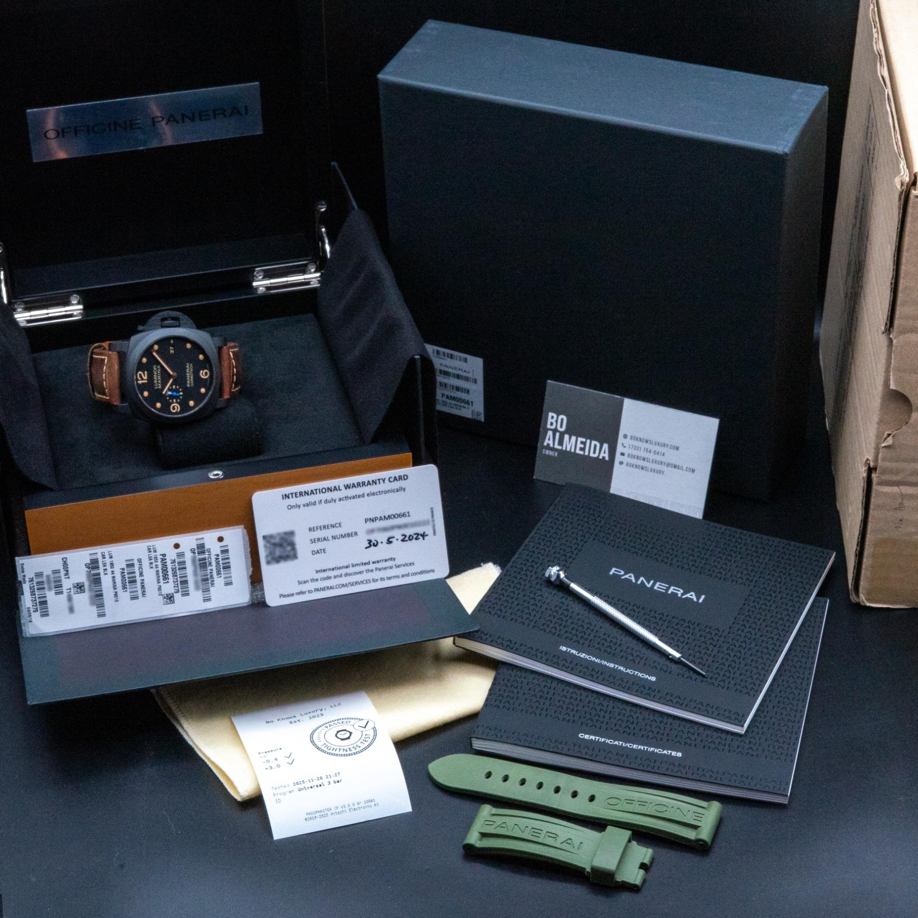 Panerai Luminor Marina 1950 Carbotech PAM00661 44mm Full Set Box Papers