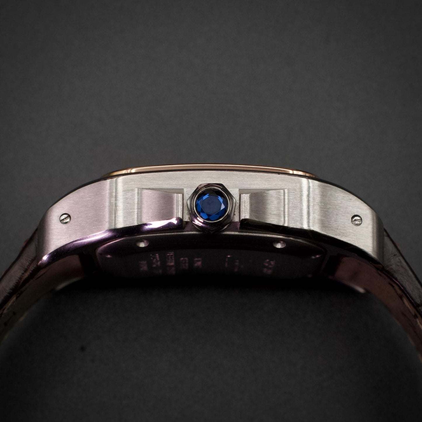 Cartier Santos 100 Medium W20107X7 Steel Rose Gold 44mm Silver Dial Box Papers