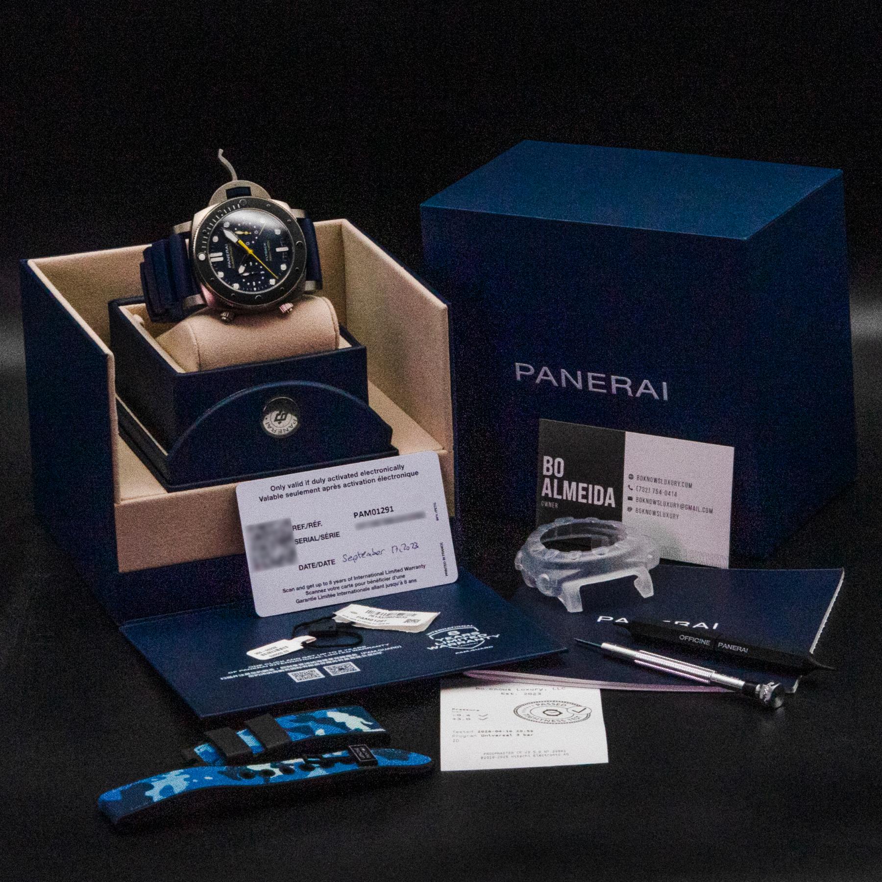 Panerai Submersible Flyback Chrono Mike Horn PAM01291 47mm Titanium Box Papers