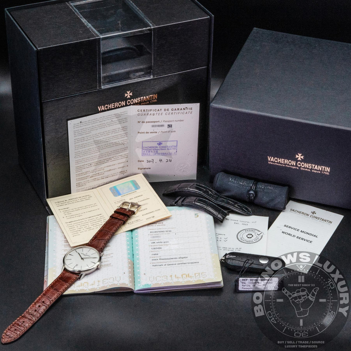 Vacheron Constantin Patrimony 85180/000G 40mm White Gold Silver Box Papers 2017