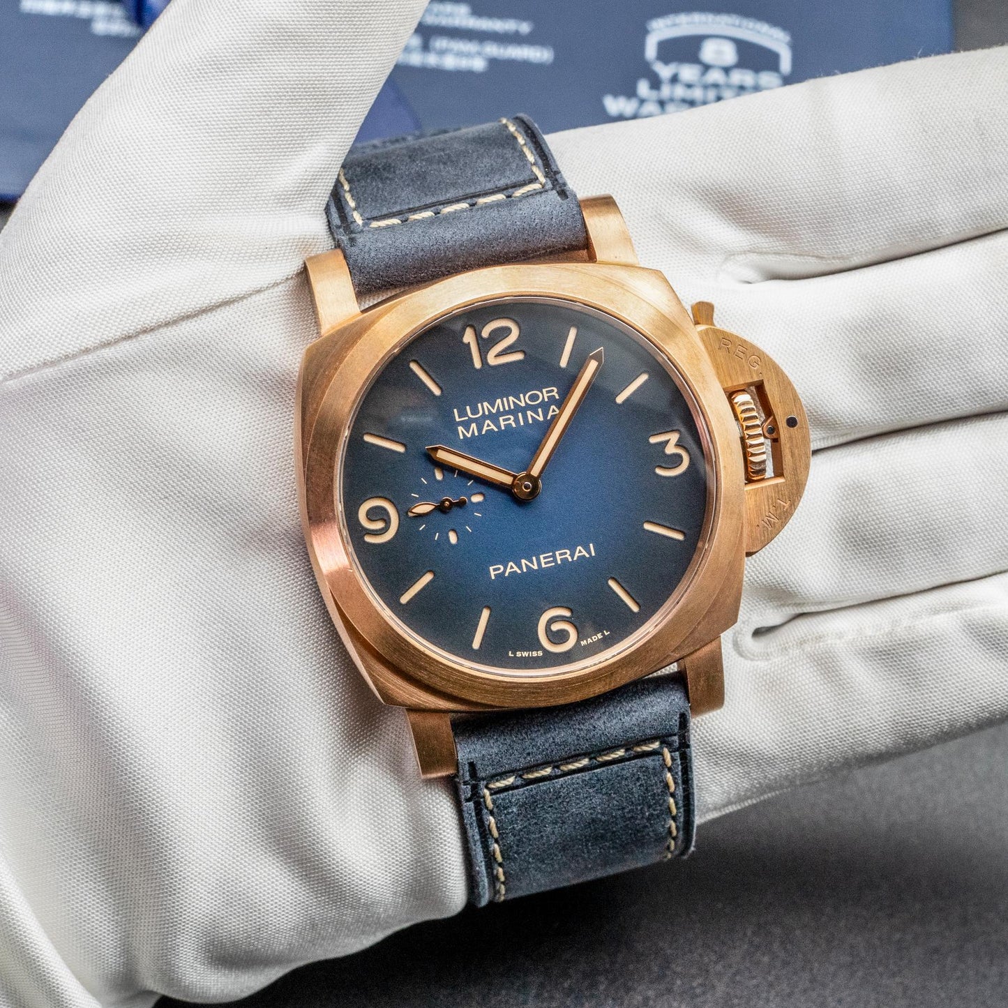 Panerai Luminor Marina Bronzo PAM01678 44mm Blue Sandwich Dial Box Papers 2025
