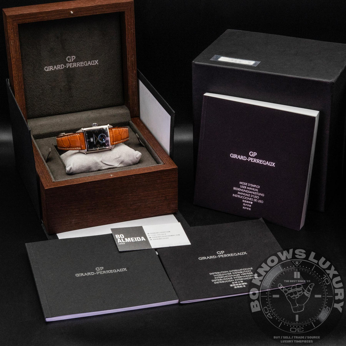 Girard-Perregaux Vintage 1945 25800 32mm White Gold Black Dial Moonphase Box