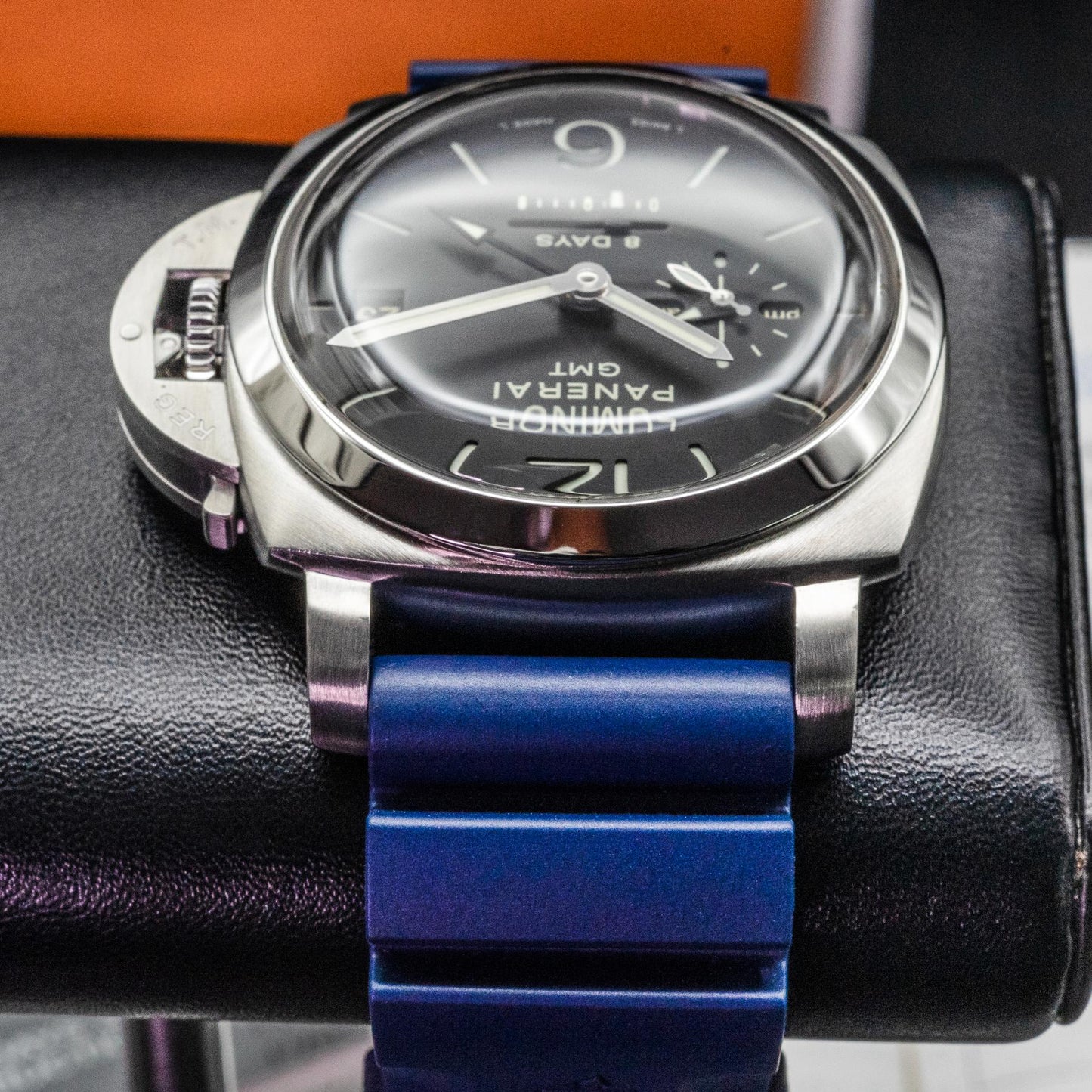 Panerai Luminor 1950 8 Days GMT PAM00233 44mm Steel Black Dial Box Papers 2014