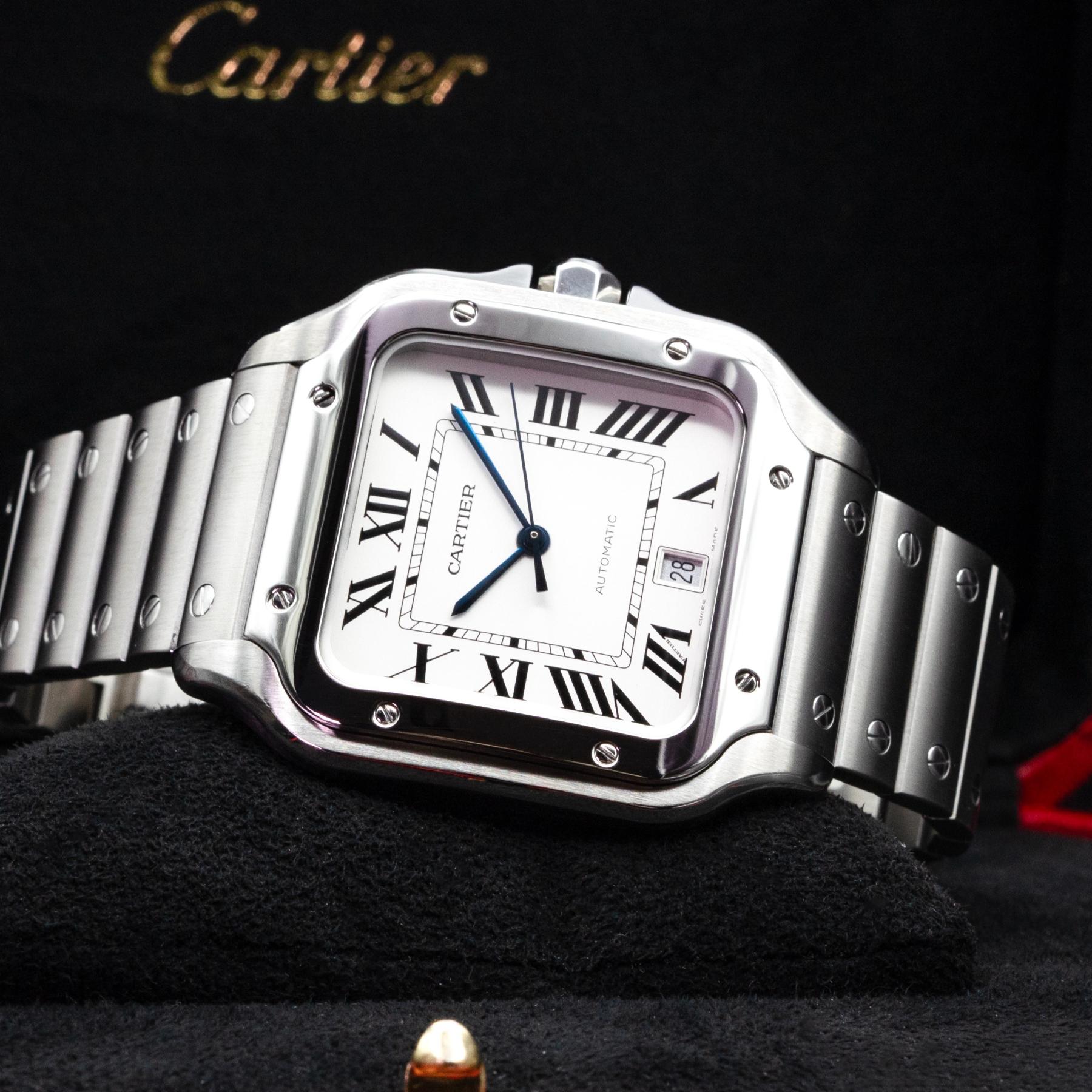 Cartier Santos WSSA0009 Large Steel Silver Dial 39.8mm Box Papers 2018