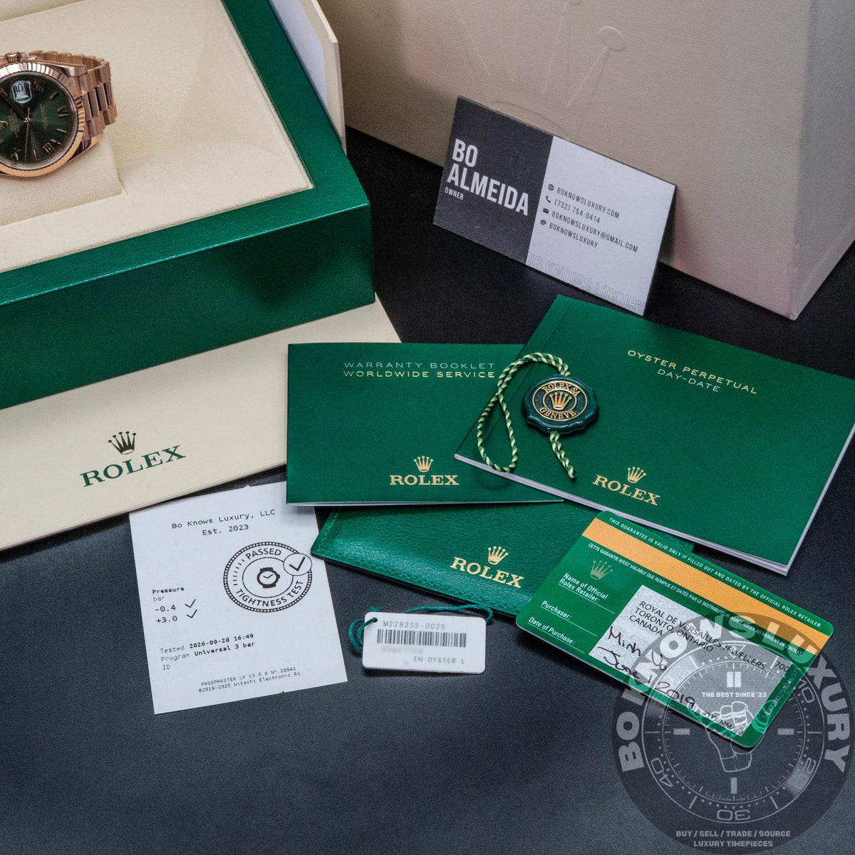Rolex Day-Date 40 228235 40mm 18K Everose Gold Olive Green Roman Box Papers 2019