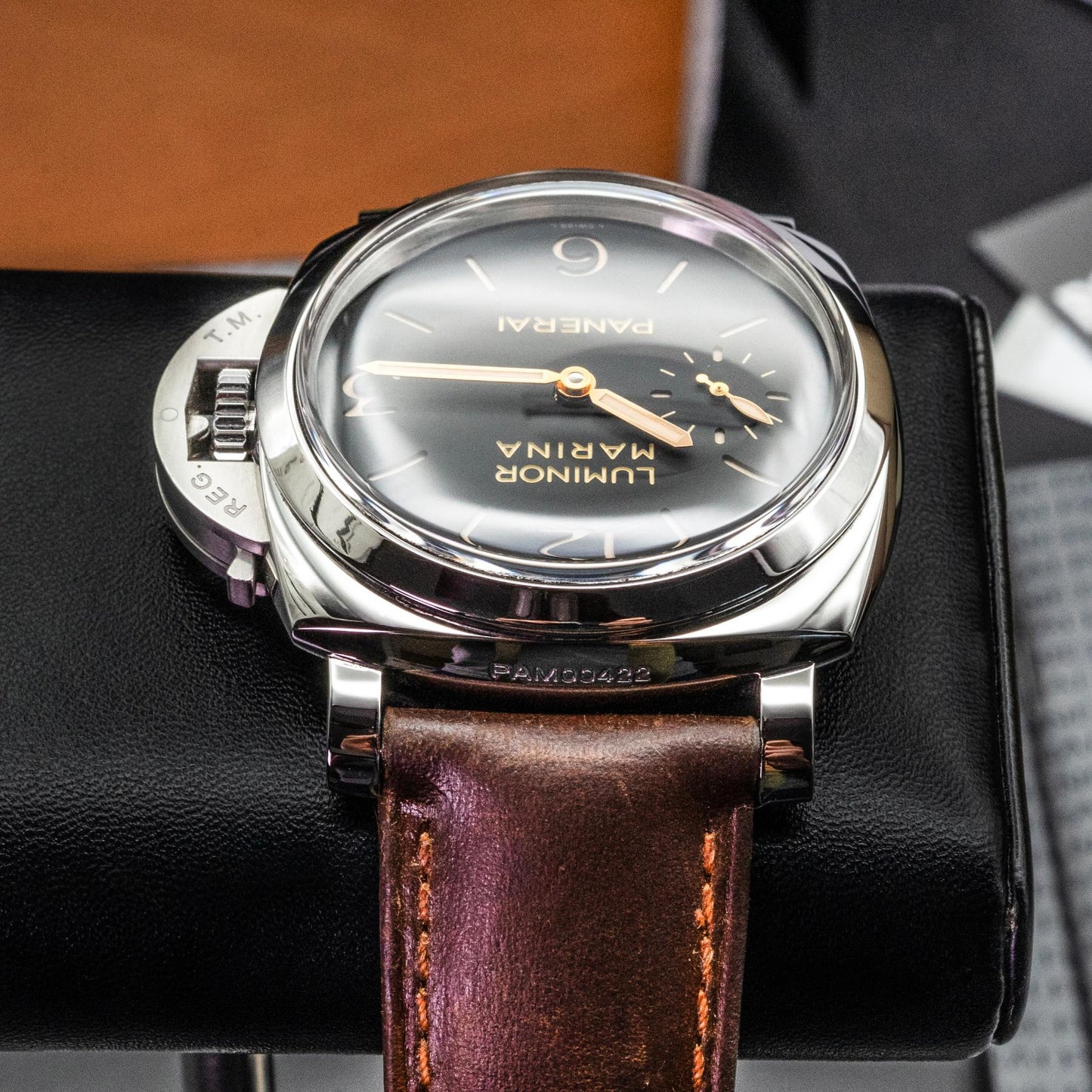 Panerai Luminor Marina 1950 PAM00422 47mm Black Sandwich Dial Box and Papers 2015