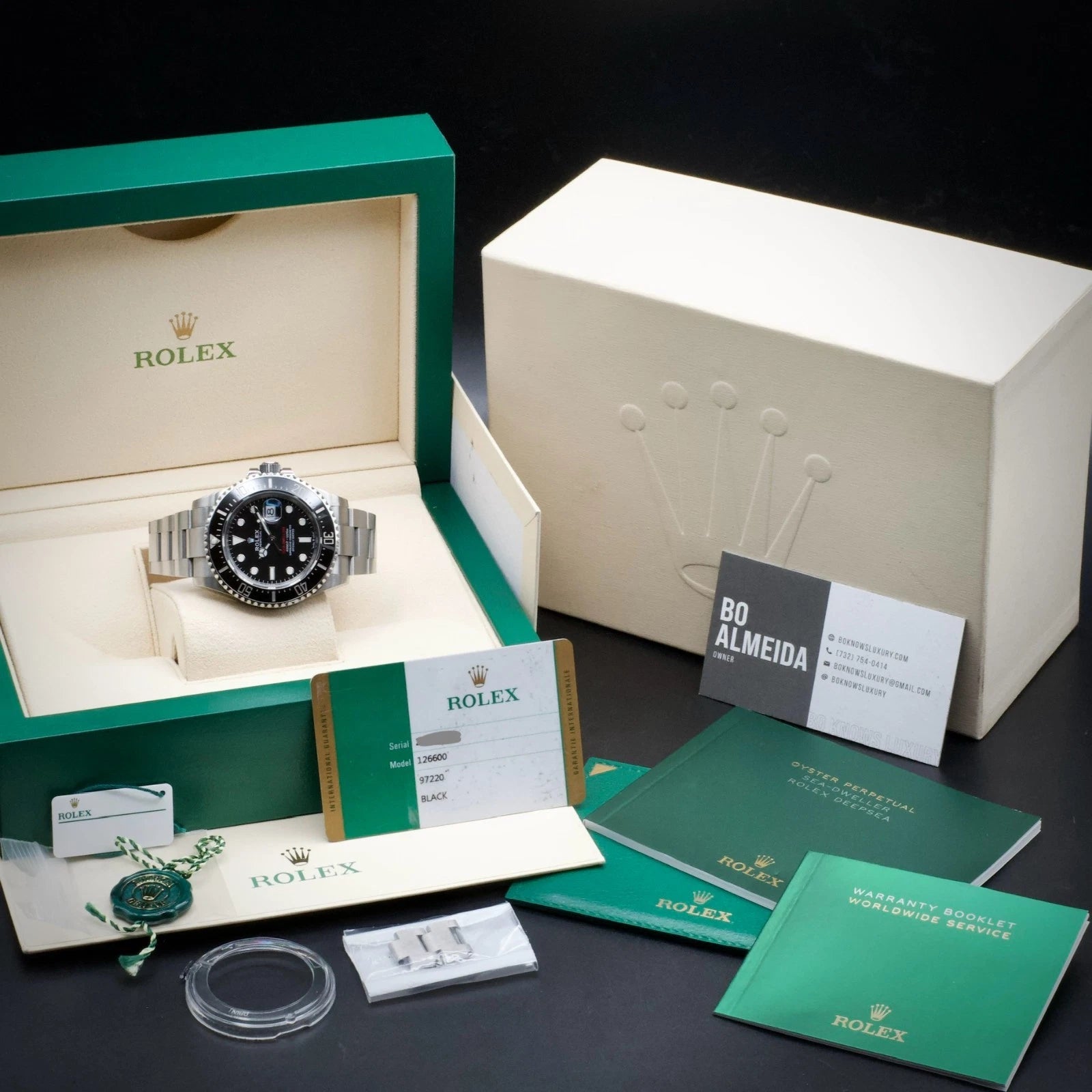Rolex Sea-Dweller Stainless Steel Black Dial on Oyster SD43 43mm Box and Papers