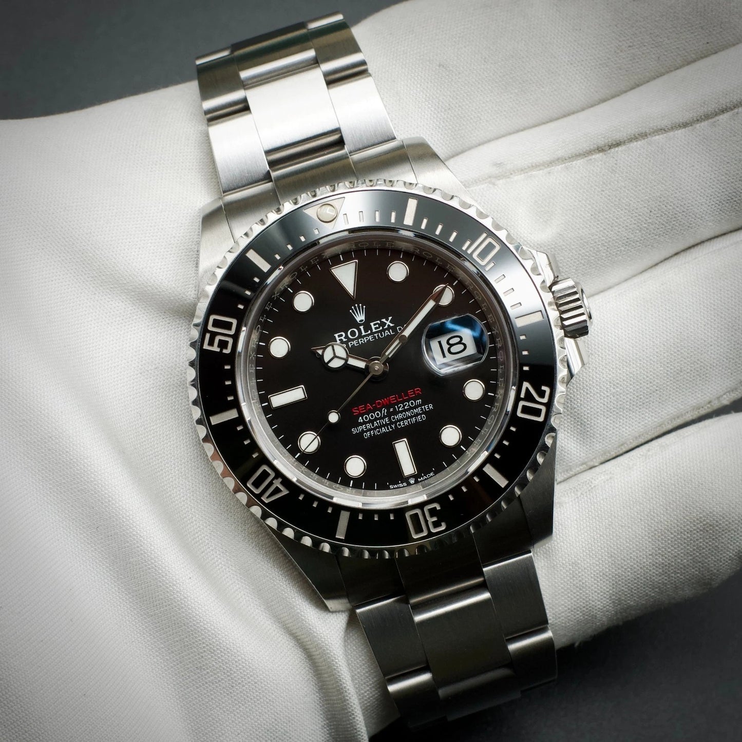 Rolex Sea-Dweller Stainless Steel Black Dial on Oyster SD43 43mm Box and Papers
